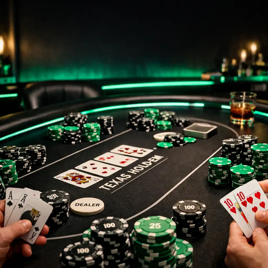 Wieczór pokerowy dla firmy z profesjonalnym stołem i dealerem